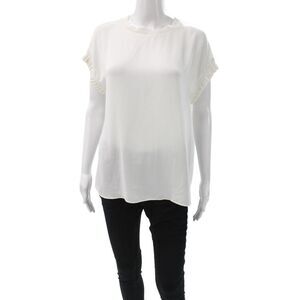 Decker Women White Basic Sleeveless Polyester Crew Neck Blouse Size L